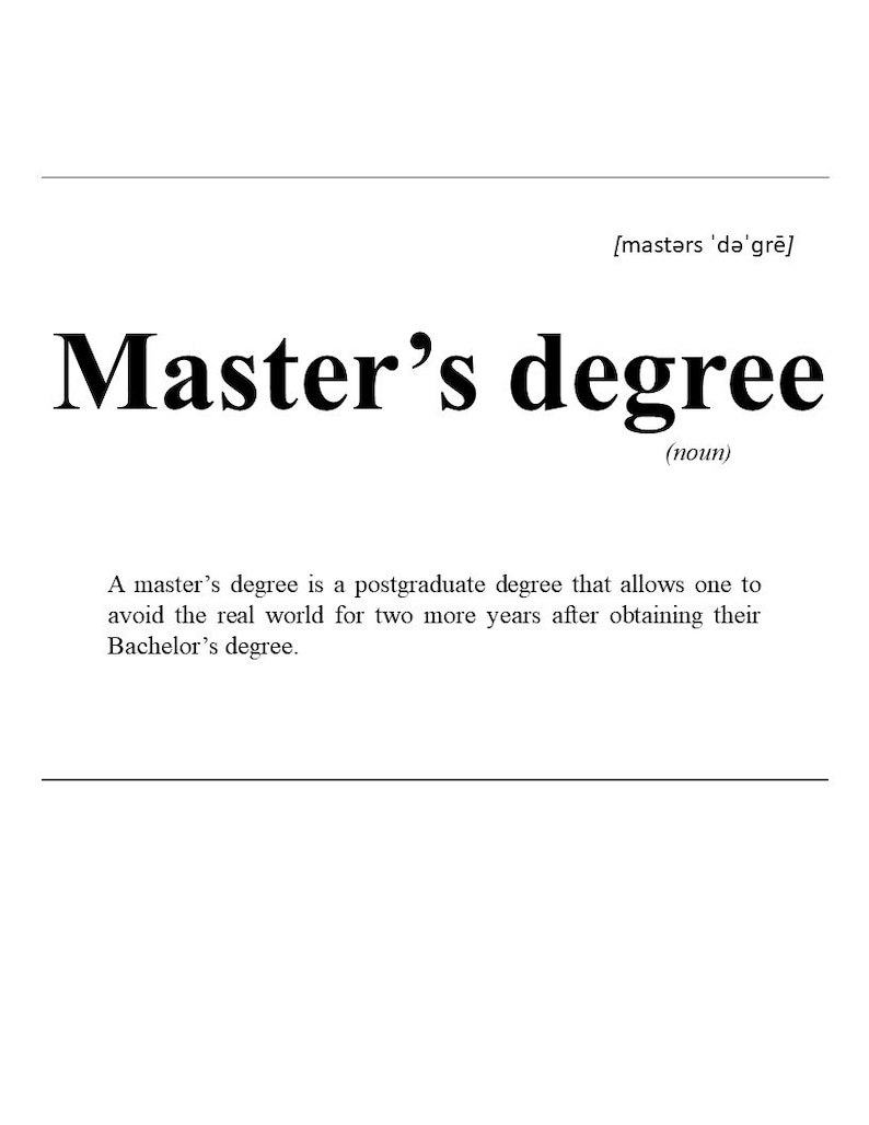 Master's Degree Definition Graduate Student Etsy