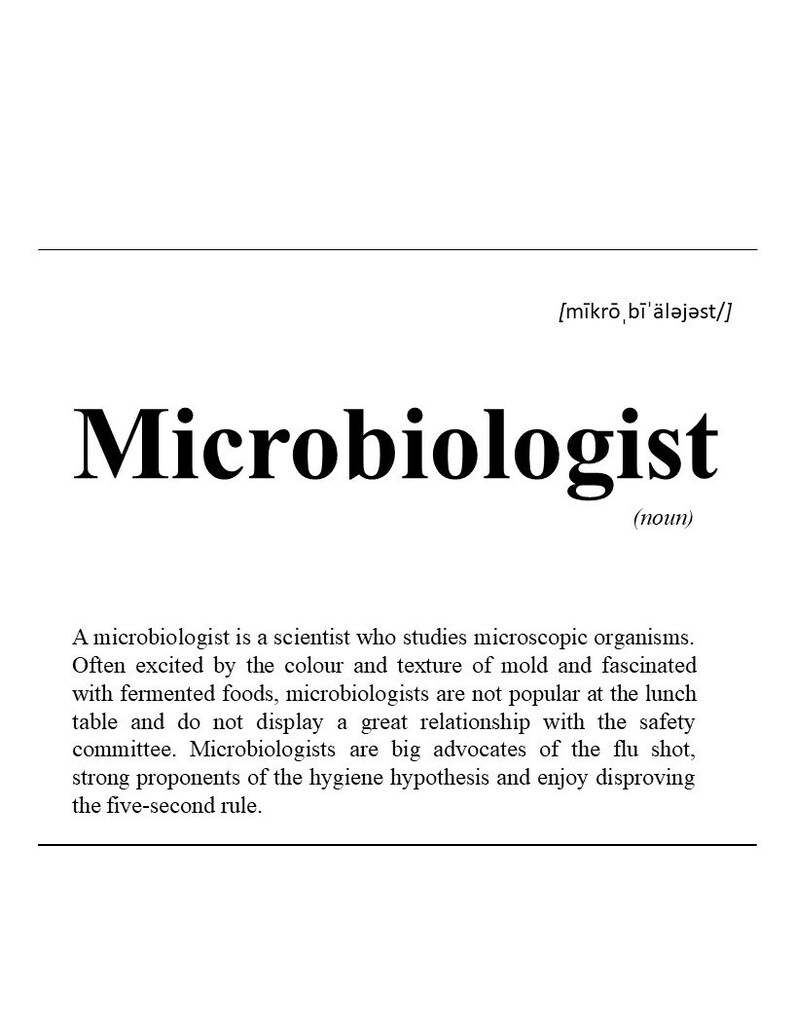 Microbiologist gift scientist definition digital printable image 2