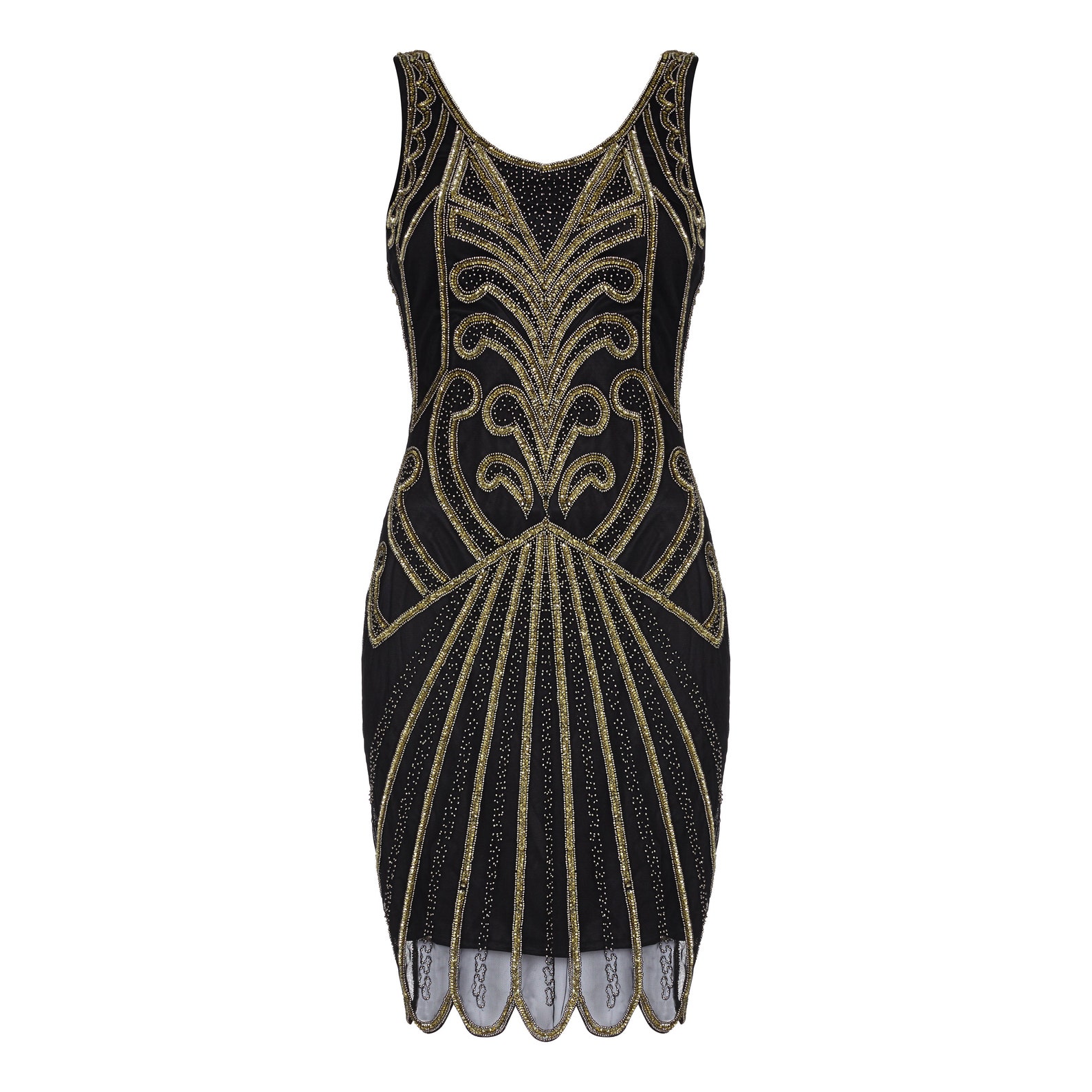 Francesca Flapper Dress in Black Gold 1920s Inspired Great - Etsy