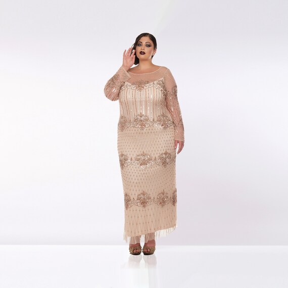 champagne maxi dress plus size