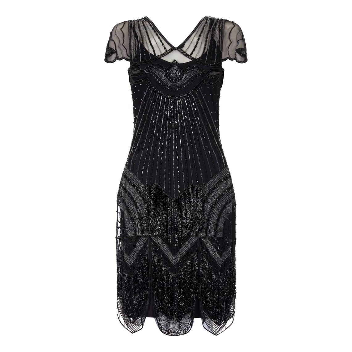 Beatrice Black Jazz Age Fringe Dress Art Deco Hand Embellished - Etsy