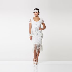 white flapper wedding dress