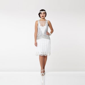 white flapper wedding dress