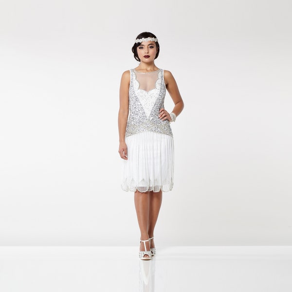 Elaina Flapper Dress 1920s Great Gatsby Art Deco Downton Abbey Charleston Bridesmaid Wedding reception Bridal shower Beach Wedding