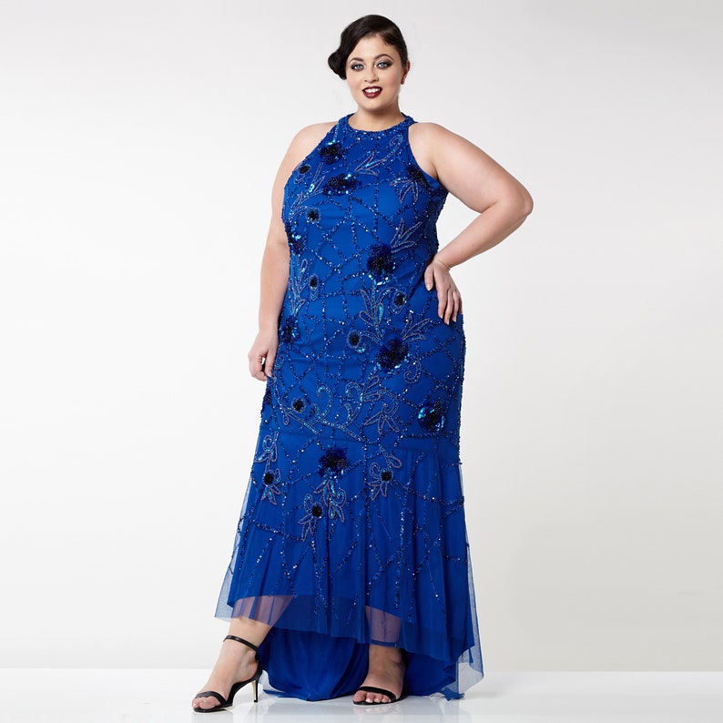 Royal Blue Prom Maxi Gown Hand Embellished Dress Bridesmaids | Etsy