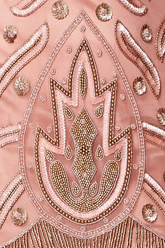 Rose Gold Flapper Fringe Dress 1920s Great Gatsby Art Deco Downton Abbey Charleston Bridesmaid Wedding reception Bridal shower
