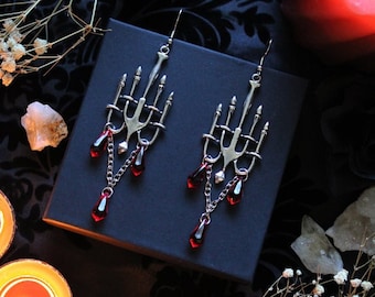 THE ORIGINAL Blood Drinking Ruby Red Chandelier Earrings - gothic earrings, dangle earrings, witchy, gothic, vampire, alternative, romantic,