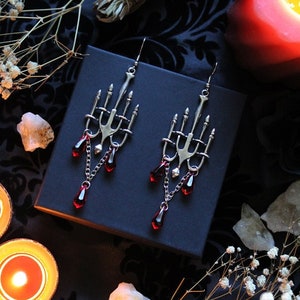 THE ORIGINAL Blood Drinking Ruby Red Chandelier Earrings - gothic earrings, dangle earrings, witchy, gothic, vampire, alternative, romantic,