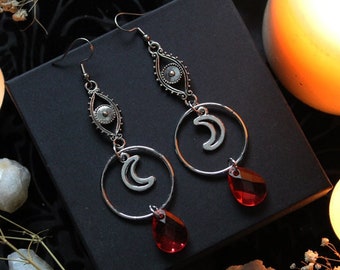 Red Light earrings - gothic earrings, gothic, witchy jewelry, dangle earrings,