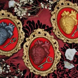 Key to my Heart - framed art, sculpture, dark decor, home decor, human heart, resin art, gothic home, alternative, romantic, vintage decor