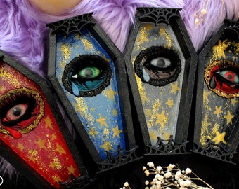 Mourning Eye  - framed art, sculpture, dark decor, home decor, coffin decor, polymer clay, gothic home, alternative