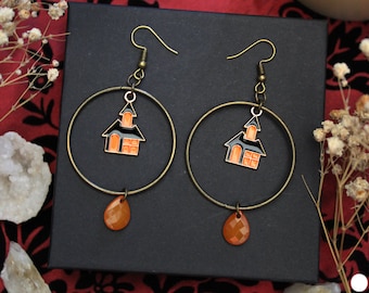 Pendientes Sweet Haunted Home - Joyería de Halloween, joyería gótica, pendientes góticos, bruja, alternativa, joyería alternativa, espeluznante lindo