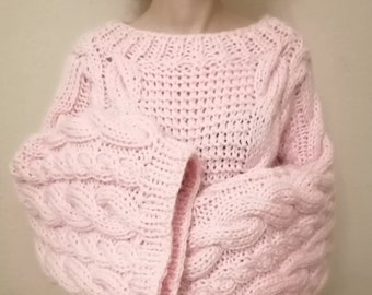 Pink Knit Sweater Chunky Knit Sweater Oversized Knit Sweater Cable Knit Sweater Bomber Knit Sweater Cozy Knit Sweater Wool Sweater