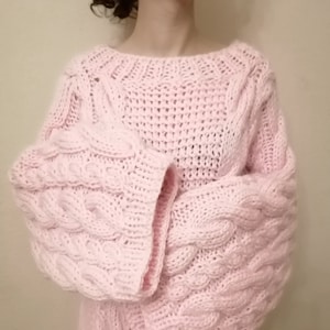 Hot pink chunky knit sweater hotsell