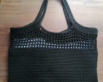 Black Crochet Bag Handmade Shoulder Bag