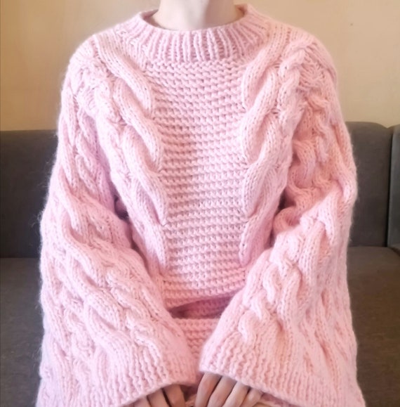 ニット+セーター OVER SIZE KNIT WITH MUFFLER/PINK 204970_warmnightspink_2_grande