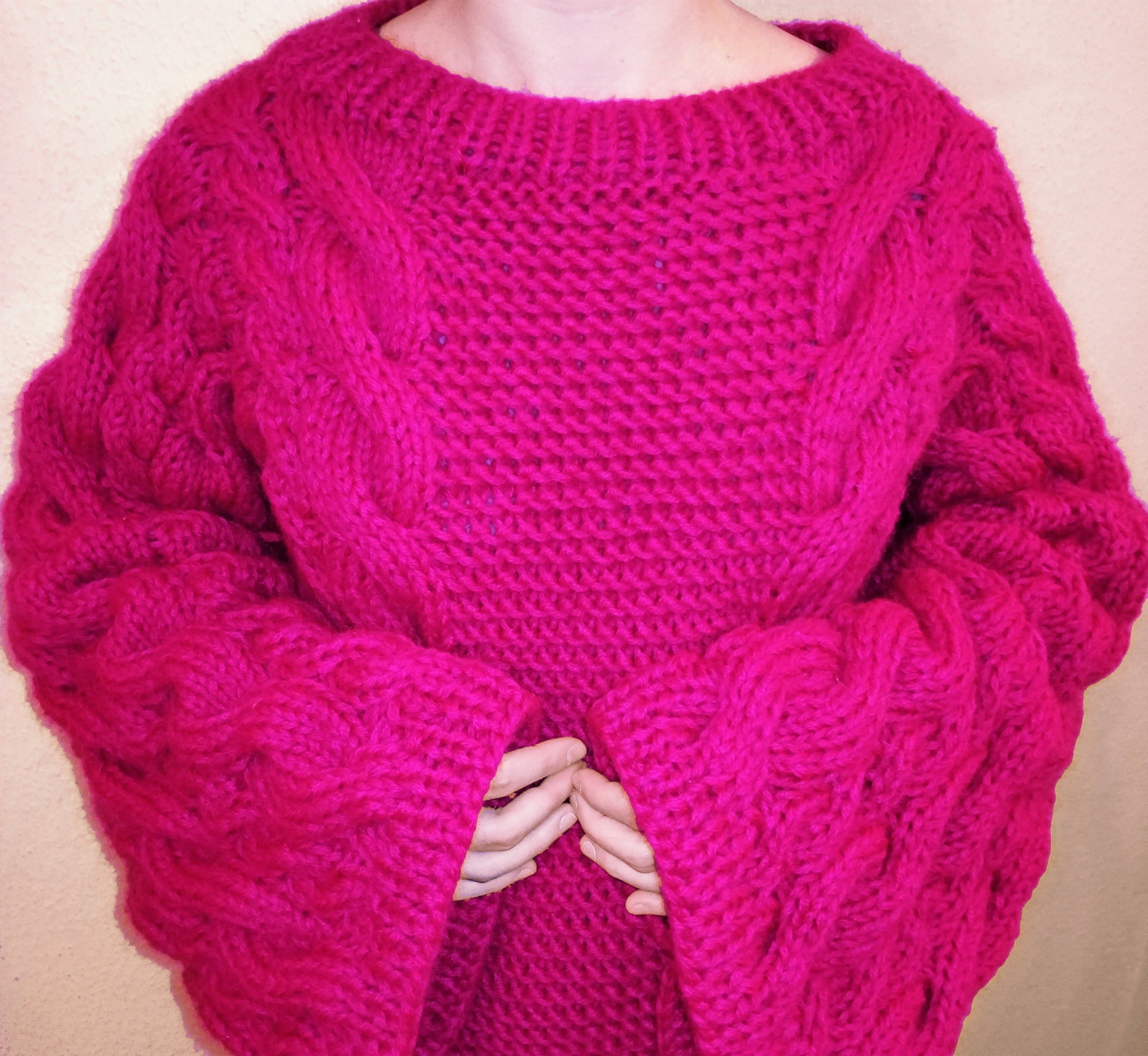 Pink knit hotsell sweater