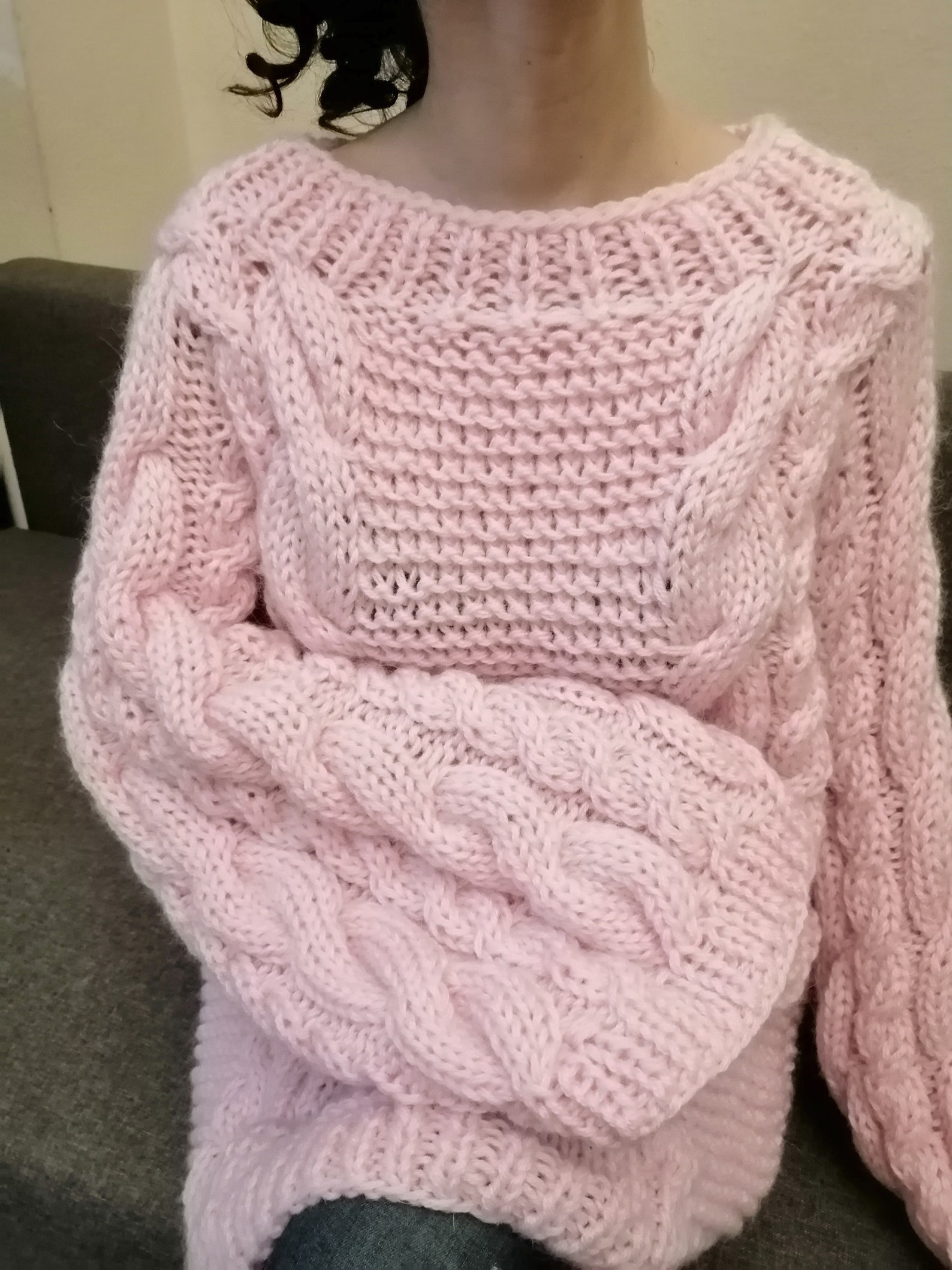 Oversized Knitted Sweater Chunky Knit Sweater Pink Knit | Etsy