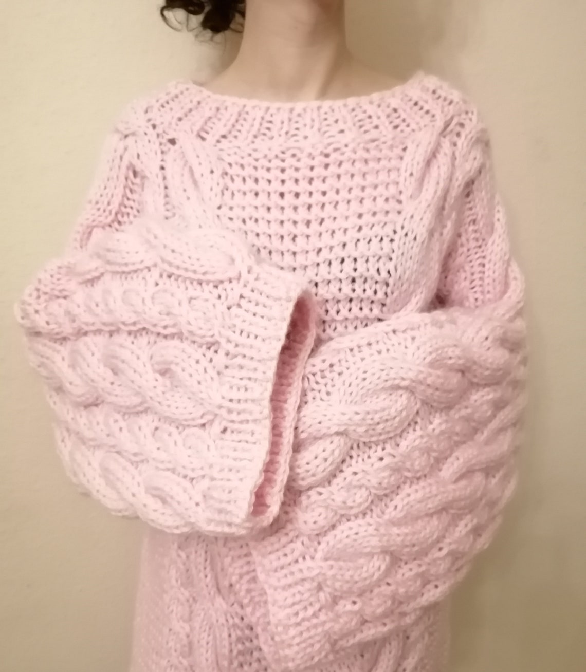 Hot Pink Cashmere Cable-knit Crewneck Sweater - JENNIE LIU