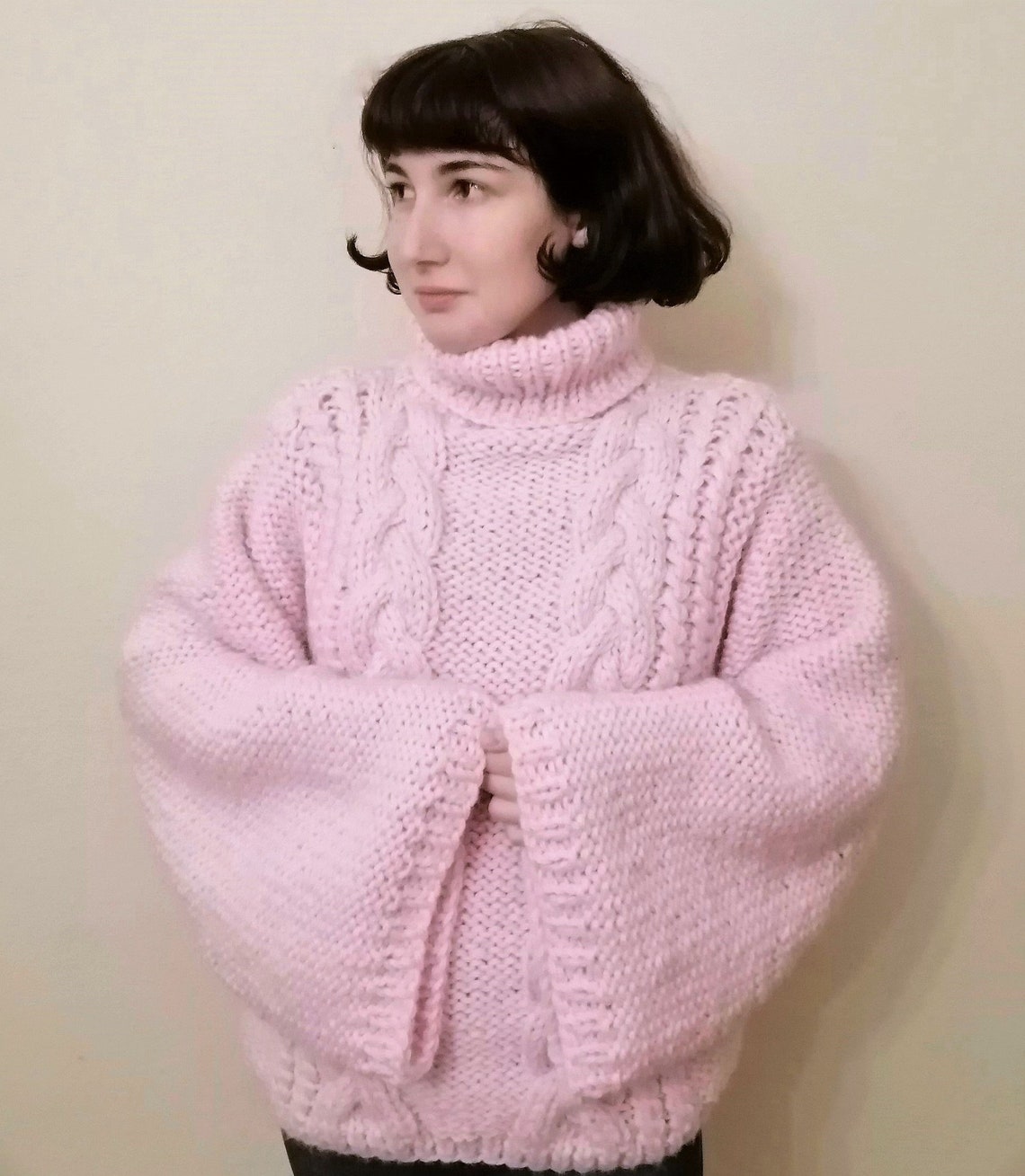 Knitted Fur Sweater - Pink