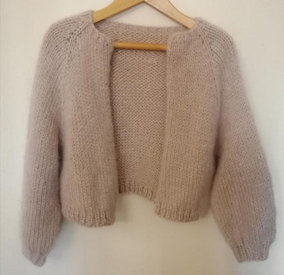 Cropped Cardigan Kurze Strickjacke Beige Kurze Mohair Beige