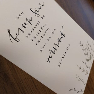 Biglietto d'auguri, immagine di versi dipinta a mano