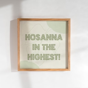 Hosanna en la más alta impresión, obra de arte de colores apagados del Domingo de Ramos, póster de arte lineal cristiano, arte mural con versículos bíblicos, decoración minimalista de las Escrituras