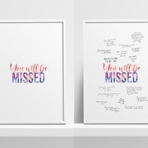 You will be missed- Signature Goodbye Coworker Gift Farewell Travel Frame, Guestbook Alternative, Digital Instant Download, Printable