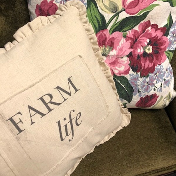 Farmhouse Pillow | Country Pillow | Dropcloth Pillow | Decorative Pillow