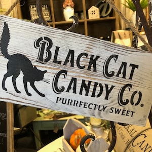Halloween Sign - Wood Sign - Handmade Wood Sign - Black Cat