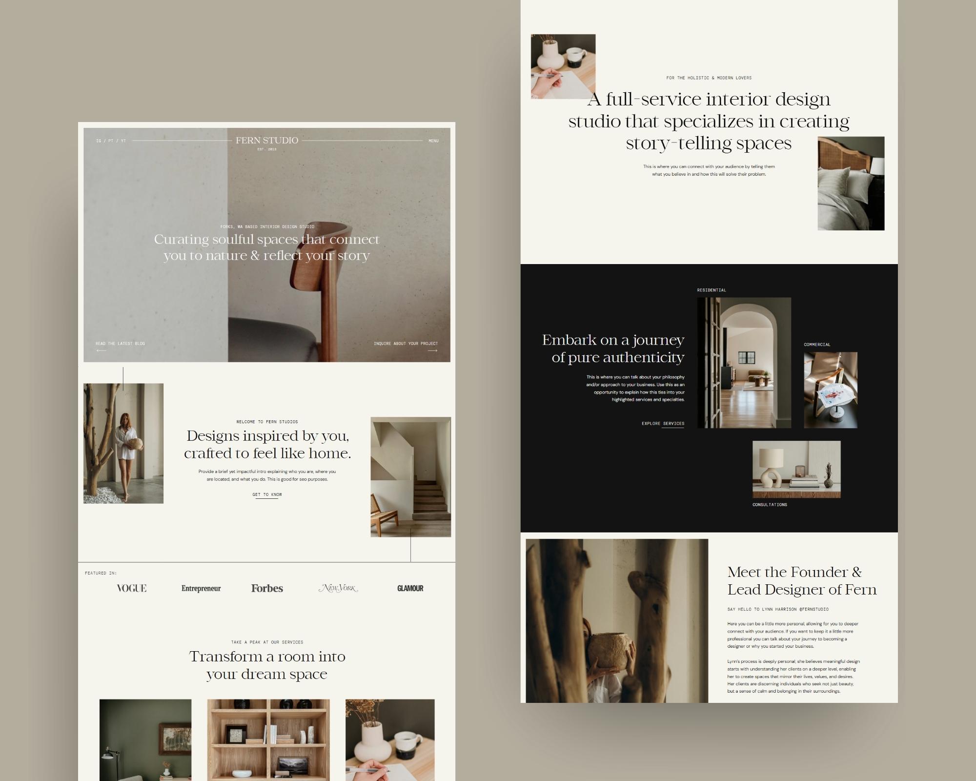 Fern Mini: Showit Website Template for Interior Designers, Beautiful ...