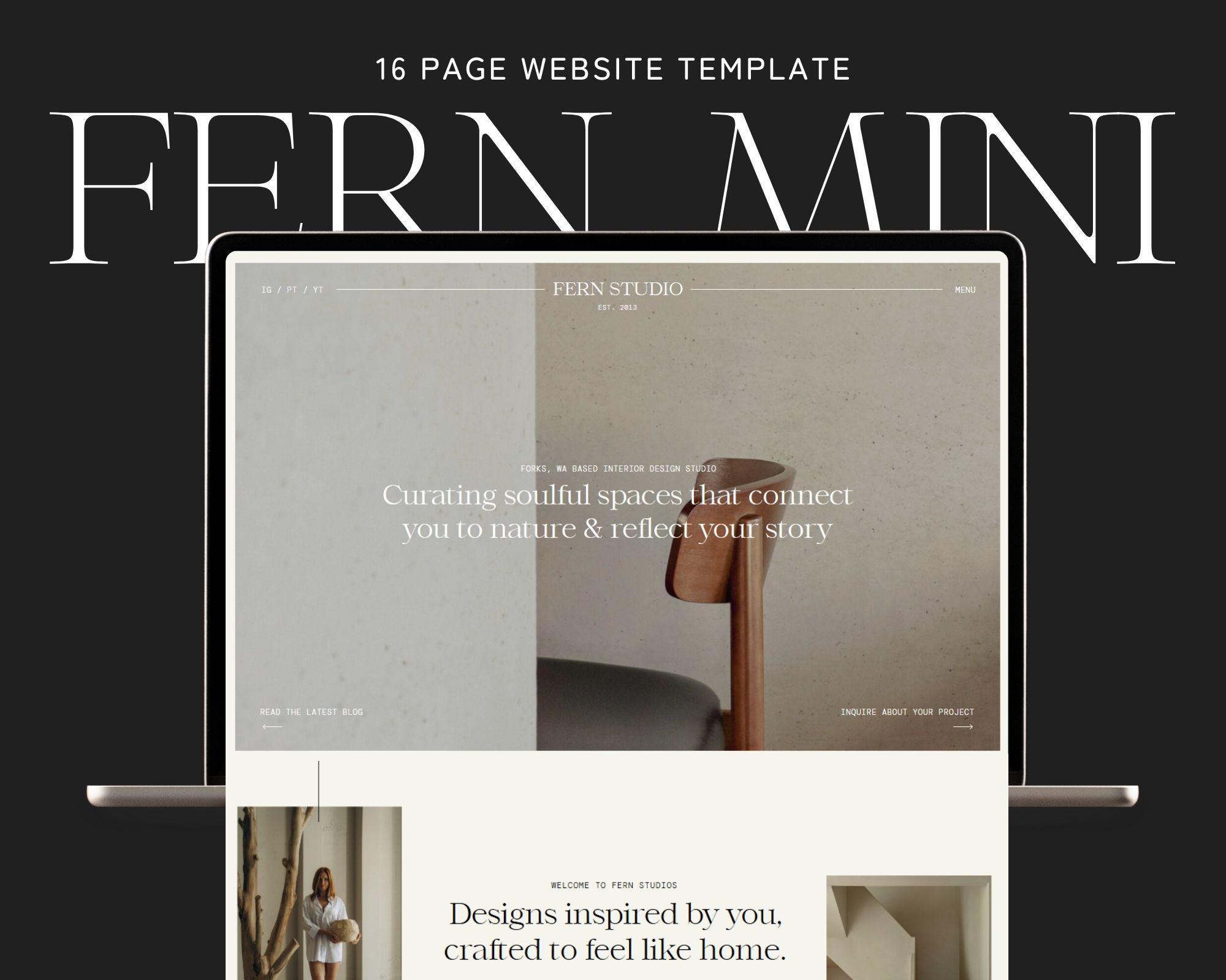 Fern Mini: Showit Website Template for Interior Designers, Beautiful Website Template, Professional Website, Trending 2025, Portfolio Site