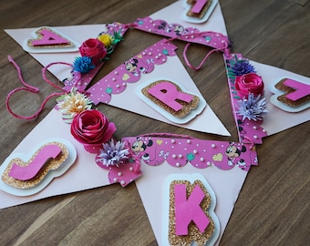 Minnie Mouse Banner, Personalized Banner, Disney Inspired Banner