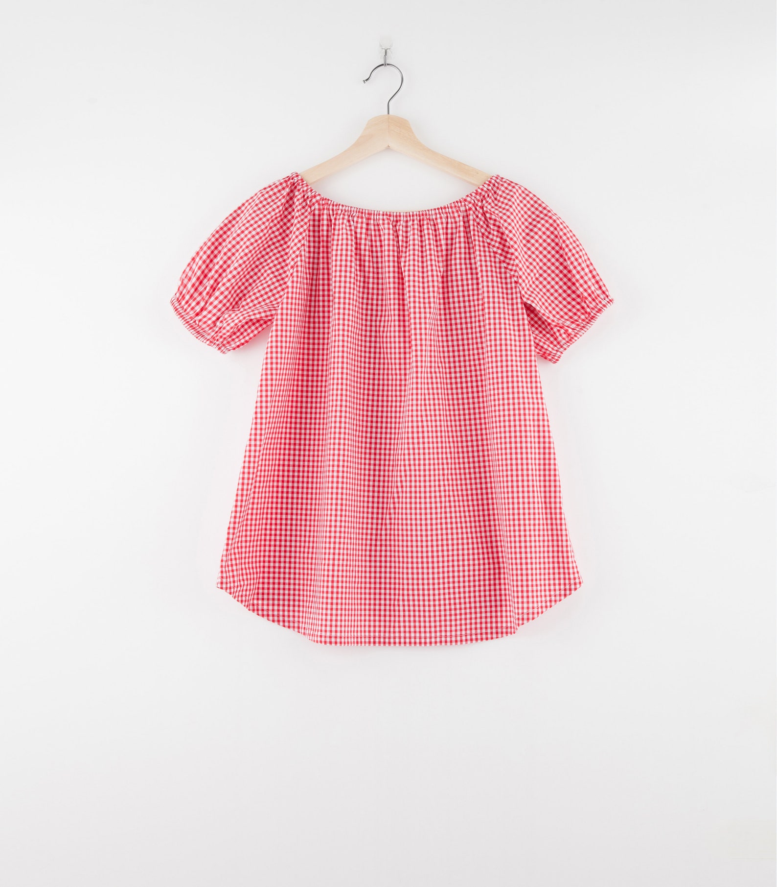 I'm a Red/white Check With Elastic Neckline Top Etsy UK