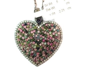 PinkTourmaline Crystal Heart Necklace Tourmaline Heart Shaped Pendant Libra Star Sign Heart Chakra Silver 925 Pendant