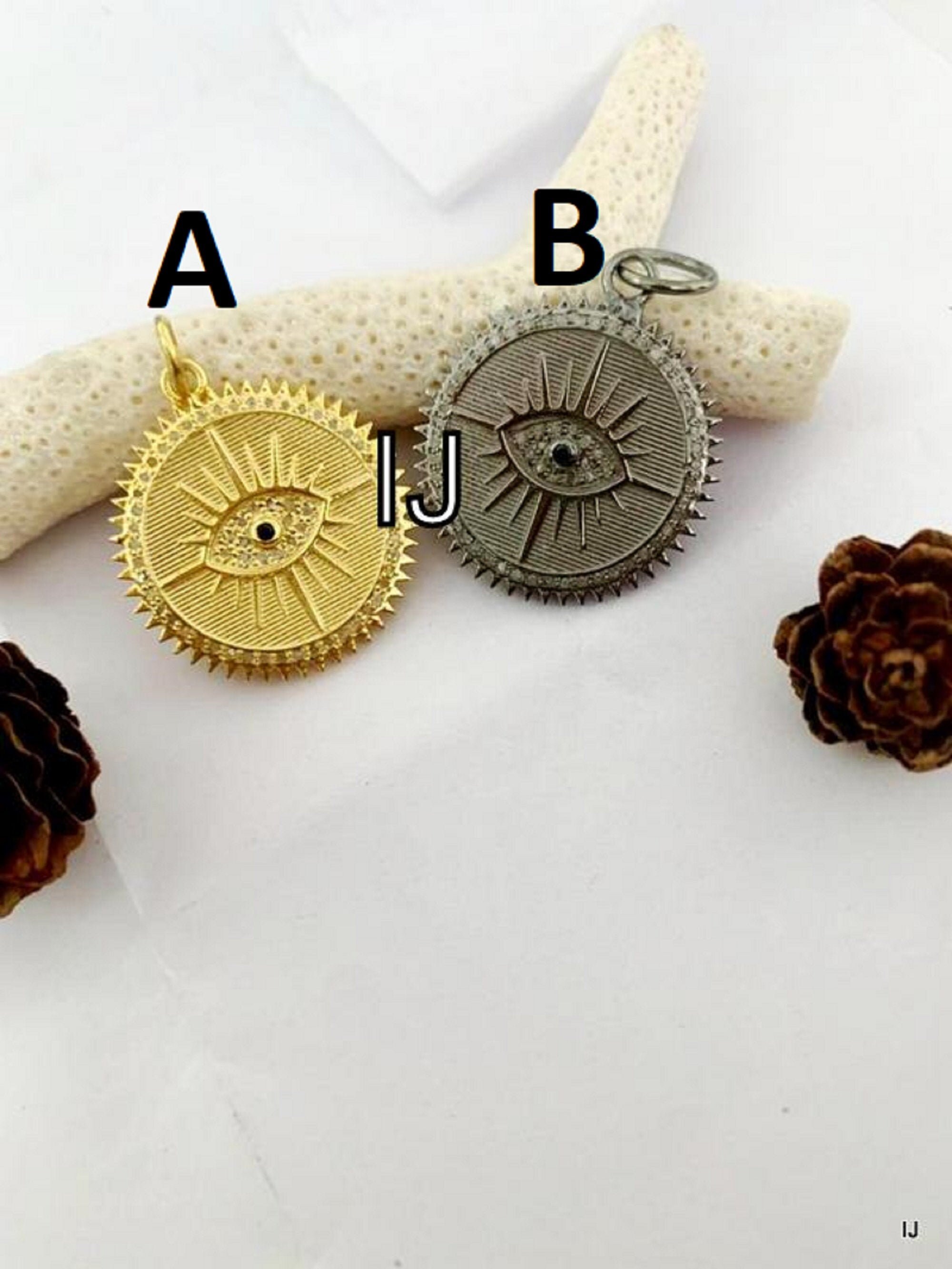 Handmade Evil Eye Charm Pendant925 Sterling Silver Diamond Etsy UK