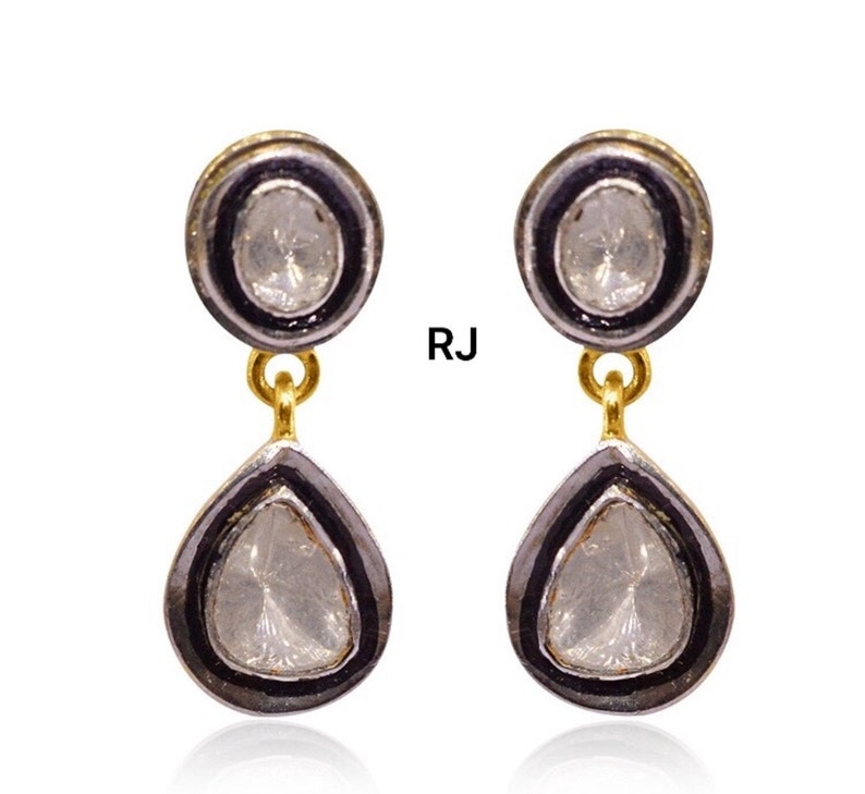 925 Sterling Silver rosecut diamond earring