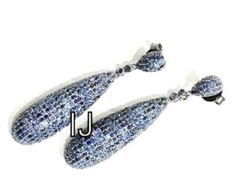 1PC Vintage Sterling 925 Silver Natural Blue Sapphire Earrings,