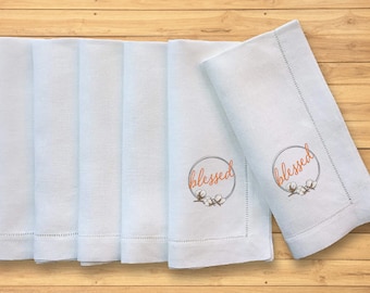 Minhcraft White Stitch Dinner Servilletas - Juego de 6