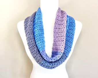 Handmade Crochet Scarf: Purple Blue Lightweight Regular or Infinity Scarf