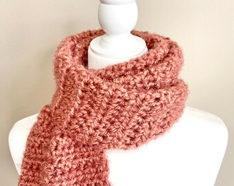 Handmade Crochet Scarf: Terracotta Copper Knit Scarf - Regular or Infinity