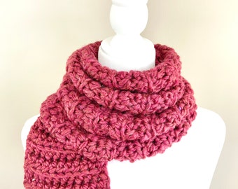 Handmade Chunky Deep Red Crochet Scarf, Regular or Infinity