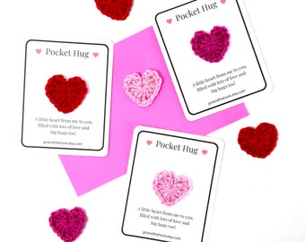 Pocket Hug Card: Crochet Heart, Support Gift, Personalized Message