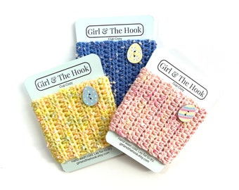 Easter Crochet Cup Cozy With or Without Button - Reusable Knit Coffee Cozy - Coffee Cup Sleeve - Pick Your Color