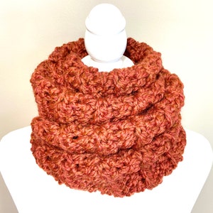 Handmade Chunky Crochet Scarf: Burnt Orange Winter Knit, Regular or Infinity