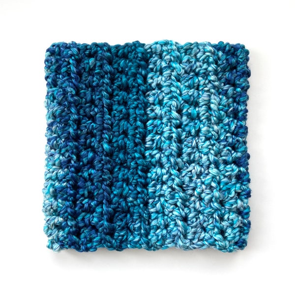 Aqua Blue Crochet Neck Warmer, Blue Chunky Yarn Knit Winter Gaiter