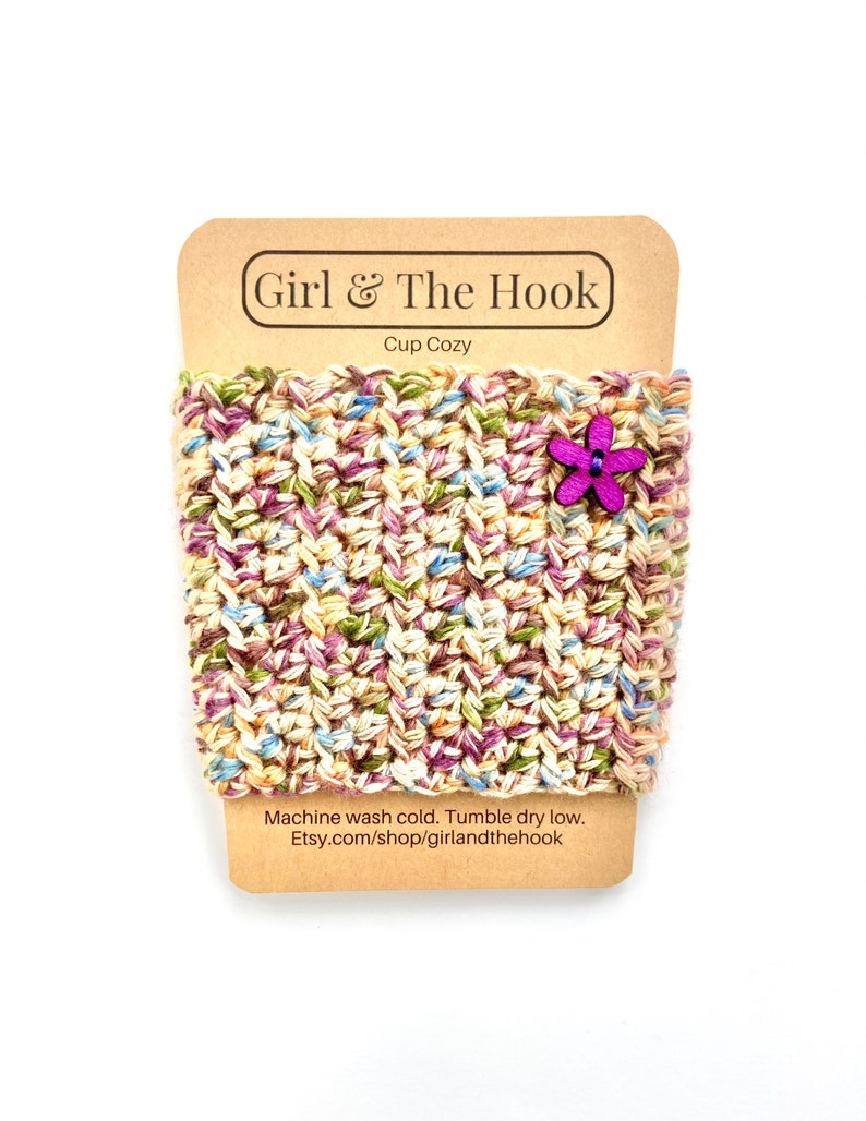 Crochet Cup Cozy With or Without Flower Embellishment Reusable Knit Coffee Cozy Coffee Cup Sleeve Pick Your Color Brown