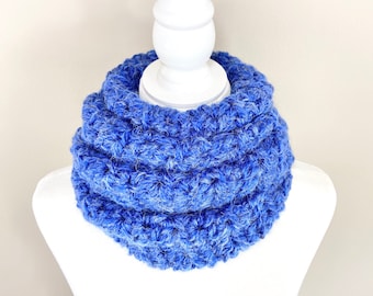 Royal Blue Crochet Scarf: Chunky Alpaca Blend, Regular or Infinity
