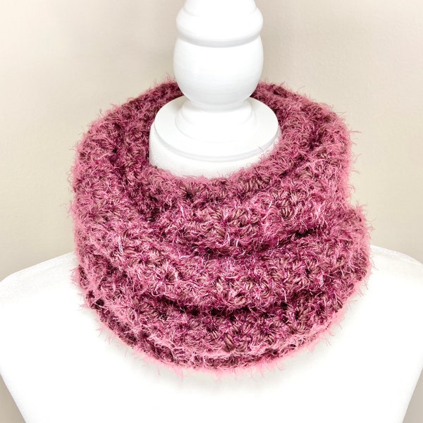 Plum Crochet Winter Scarf - Handmade Magenta Colored Knit Women’s Scarf - Maroon Colored Regular Scarf or Infinity Scarf