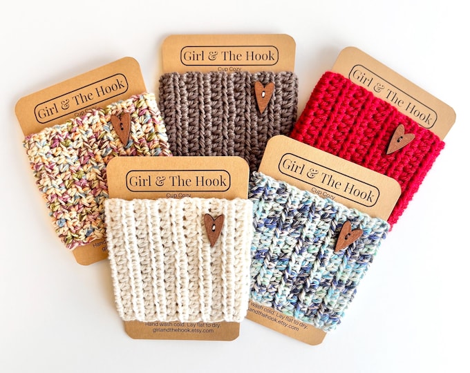 Crochet Cup Cozy: Knit Coffee Sleeve with Optional Wooden Button